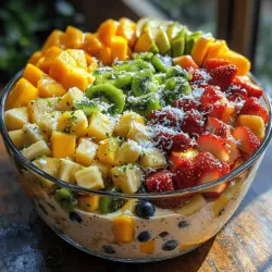 In crafting the perfect Tropical Bliss Fruit Salad, selecting the right ingredients is essential. Not only do we want a beautiful presentation, but we also aim for maximum flavor and nutritional benefits. Let’s break down the key components of this dish, focusing on the fruit selection and the delightful Coconut Lime Dressing.