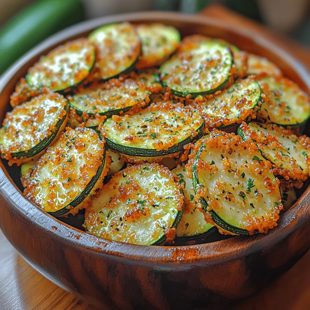 Zucchini, often underappreciated, is a remarkably versatile vegetable that has captured the hearts of home cooks worldwide. This tender summer squash, with its mild flavor and crisp texture, can be incorporated into a multitude of dishes, from savory casseroles to refreshing salads. In a world where health-conscious eating is more important than ever, finding nutritious snacks can often feel like a daunting task. Enter <strong>Crunchy Zucchini Delights</strong>—a wholesome and delectable alternative to traditional chips that will satisfy your cravings without compromising on your health goals.” /></p>
</p>
<h2>Preparing the Egg Wash vs. Applesauce for Vegans</h2>
</p>
<p>When it comes to creating the perfect coating for your Crunchy Zucchini Delights, the traditional egg wash can be replaced with a vegan-friendly alternative: applesauce. The choice between these two binding agents significantly affects the texture and flavor profile of your dish.</p>
</p>
<p><strong>Egg Wash</strong>: For those who consume eggs, the egg wash provides a rich, golden crust that enhances the overall aesthetic and flavor of the zucchini bites. It helps breadcrumbs adhere better and creates a beautifully crisp exterior when baked or fried.</p>
</p>
<p><strong>Applesauce</strong>: In contrast, if you are preparing a vegan version, unsweetened applesauce is an excellent substitute. It acts as a binder, helping the breadcrumbs stick while adding a hint of natural sweetness. This not only maintains the moisture in your zucchini delights but also contributes to a delightful flavor contrast.</p>
</p>
<h3>Discussion on Binding Agents in Recipes</h3>
</p>
<p>Binding agents play a crucial role in any recipe, particularly when it comes to ensuring that the ingredients hold together during cooking. Besides eggs and applesauce, other popular binding agents include:</p>
</p>
<p>– <strong>Flaxseed Meal</strong>: Mixed with water, it forms a gel-like consistency that works similarly to eggs and is perfect for vegan recipes.</p>
<p>– <strong>Chia Seeds</strong>: Like flaxseeds, chia seeds can be mixed with water to create a binding gel.</p>
<p>– <strong>Mashed Bananas</strong>: Another fruit option that can add moisture and binding, but with a more pronounced flavor.</p>
</p>
<p>Exploring these binding options allows for flexibility in your Crunchy Zucchini Delights recipe, accommodating various dietary preferences while ensuring that your dish remains cohesive and delightful.</p>
</p>
<h2>Using the Air Fryer</h2>
</p>
<p>The air fryer has revolutionized home cooking, especially for those looking to enjoy the crunchiness of fried foods without the excess oil. Here’s why air frying is a fantastic method for preparing Crunchy Zucchini Delights.</p>
</p>
<h3>Benefits of Air Frying vs. Traditional Frying</h3>
</p>
<p>Air frying uses hot air circulation to create a crispy outer layer while keeping the insides tender. Compared to traditional frying, air frying offers:</p>
</p>
<p>– <strong>Less Oil</strong>: Traditional frying requires submerging food in oil, which can lead to excessive calorie intake. Air frying reduces oil usage significantly, making it a healthier option.</p>
<p>– <strong>Reduced Fat Content</strong>: By using less oil, air-fried foods contain fewer calories and unhealthy fats, helping you maintain a balanced diet without sacrificing flavor.</p>
</p>
<h3>Health Benefits of Air-Frying in Reducing Oil Intake</h3>
</p>
<p>Air frying not only cuts down on calorie intake but also reduces the risk of consuming harmful compounds that can form during the frying process. By opting for air frying, you can enjoy your Crunchy Zucchini Delights guilt-free, reaping the health benefits of zucchini while indulging in a crispy snack.</p>
</p>
<h3>Step-by-Step Guide to Preheating and Arranging Zucchini in the Air Fryer</h3>
</p>
<p>1. <strong>Preheat the Air Fryer</strong>: Set your air fryer to 400°F (200°C) and allow it to preheat for about 3-5 minutes. Preheating ensures that your zucchini bites begin cooking immediately upon placement, contributing to a better texture.</p>
</p>
<p>2. <strong>Arrange Zucchini</strong>: Place your zucchini delights in a single layer in the air fryer basket. Avoid overcrowding, as this can lead to uneven cooking and sogginess. Depending on the size of your air fryer, you may need to work in batches.</p>
</p>
<h3>Tips for Achieving Perfect Crispiness: Timing and Spacing</h3>
</p>
<p>– <strong>Timing</strong>: Air fry the zucchini delights for 10-12 minutes, checking halfway through. Flip them to ensure an even crisp on all sides. Cooking times may vary based on your air fryer model, so keep a close eye on them.</p>
</p>
<p>– <strong>Spacing</strong>: Maintain adequate space between each zucchini piece. This allows hot air to circulate freely, resulting in a perfectly crisp texture.</p>
</p>
<h2>Serving Suggestions</h2>
</p>
<p>Crunchy Zucchini Delights can be enjoyed in many ways, making them a versatile addition to your snack repertoire. Here are some creative serving suggestions:</p>
</p>
<h3>Creative Ideas for Dips and Accompaniments</h3>
</p>
<p>– <strong>Marinara Sauce</strong>: A classic pairing, marinara sauce adds a tangy flavor that contrasts beautifully with the crunchy zucchini.</p>
<p>– <strong>Tzatziki Sauce</strong>: This yogurt-based dip, infused with cucumber and garlic, complements the zucchini’s flavor while adding a refreshing element.</p>
<p>– <strong>Spicy Sriracha Mayo</strong>: For those who enjoy a kick, a spicy mayo made with sriracha and vegan mayo can elevate your dish significantly.</p>
</p>
<h3>How to Present the Dish as a Snack or Appetizer for Gatherings</h3>
</p>
<p>To make your Crunchy Zucchini Delights visually appealing for gatherings, consider the following:</p>
</p>
<p>– <strong>Plating</strong>: Arrange the zucchini bites on a large platter with small bowls of dipping sauces placed strategically around them.</p>
<p>– <strong>Garnishing</strong>: Add fresh herbs like parsley or cilantro to the platter for a pop of color and freshness.</p>
<p>– <strong>Skewers</strong>: For a fun presentation, consider threading the zucchini bites onto skewers for easy grabbing.</p>
</p>
<h3>Pairing Suggestions with Beverages or Other Dishes</h3>
</p>
<p>These delightful zucchini bites pair well with various beverages:</p>
</p>
<p>– <strong>Light White Wines</strong>: Sauvignon Blanc or Pinot Grigio complements the flavors of zucchini.</p>
<p>– <strong>Craft Beer</strong>: A light lager or wheat beer can enhance the crunchiness of the bites.</p>
<p>– <strong>Fresh Juices</strong>: Cucumber or mint-infused juices bring a refreshing touch to your appetizer spread.</p>
</p>
<h2>Nutritional Information</h2>
</p>
<p>Understanding the nutritional profile of your Crunchy Zucchini Delights can enhance your appreciation for this healthy snack.</p>
</p>
<h3>Overview of Calories and Macronutrients per Serving</h3>
</p>
<p>One serving (approximately four zucchini bites) of Crunchy Zucchini Delights contains:</p>
</p>
<p>– <strong>Calories</strong>: 150-200 (depending on the cooking method)</p>
<p>– <strong>Protein</strong>: 3-5 grams</p>
<p>– <strong>Carbohydrates</strong>: 20-25 grams</p>
<p>– <strong>Fat</strong>: 6-8 grams</p>
</p>
<p>This nutrient profile makes zucchini a fantastic addition to your diet, offering vitamins and minerals while keeping calorie counts manageable.</p>
</p>
<h3>Health Implications of Including Zucchini in Your Diet Regularly</h3>
</p>
<p>Zucchini is packed with nutrients, including vitamins A and C, potassium, and antioxidants. Regular consumption can help:</p>
</p>
<p>– <strong>Support Digestive Health</strong>: High in fiber, zucchini promotes healthy digestion and can help prevent constipation.</p>
<p>– <strong>Aid Weight Management</strong>: Low in calories and high in water content, zucchini can help you feel full, making it easier to maintain a healthy weight.</p>
<p>– <strong>Boost Heart Health</strong>: The potassium content in zucchini can help regulate blood pressure, contributing to overall cardiovascular health.</p>
</p>
<h3>Variations of the Recipe for Different Dietary Preferences (Gluten-Free, Vegan)</h3>
</p>
<p>One of the best parts of Crunchy Zucchini Delights is how easily they can be adapted to fit various dietary needs:</p>
</p>
<p>– <strong>Gluten-Free</strong>: Substitute regular breadcrumbs with gluten-free breadcrumbs or crushed gluten-free crackers.</p>
<p>– <strong>Vegan</strong>: As mentioned earlier, using applesauce instead of egg wash makes this dish entirely plant-based.</p>
</p>
<h2>Conclusion</h2>
</p>
<p>Crunchy Zucchini Delights are an excellent, nutritious snack option that combines health and flavor without compromise. This recipe not only allows for creativity in the kitchen but also encourages you to explore various dietary preferences while enjoying the delightful crunch of zucchini.</p>
</p>
<p>We encourage you to experiment with the recipe, incorporating your favorite spices, alternate dips, or even trying out different vegetables. The versatility of this dish means that you can make it your own, whether for a casual snack, a party appetizer, or a healthy addition to your meal prep.</p>
</p>
<p>Ultimately, enjoying nutritious and delicious food can be a seamless part of your lifestyle, and Crunchy Zucchini Delights are a fantastic way to start this journey. Embrace the joy of cooking and savor the satisfaction of indulging in a tasty treat that is as good for your taste buds as it is for your health.</p>
</div>