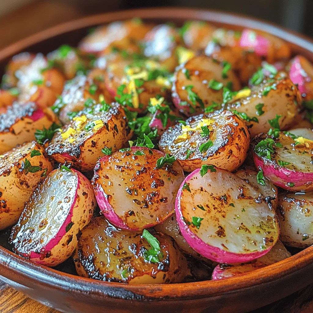 In the world of vegetables, radishes often find themselves overlooked, relegated to the sidelines of salads or as mere garnishes. However, the humble radish is a hidden gem, boasting a delightful crunch and a peppery bite that can elevate any dish. Today, we’ll explore a recipe that transforms these vibrant roots into a zesty side dish: Zesty Garlic Herb Roasted Radishes. This dish not only showcases the radish's potential but also integrates a medley of flavors that make it a standout accompaniment to any meal.
