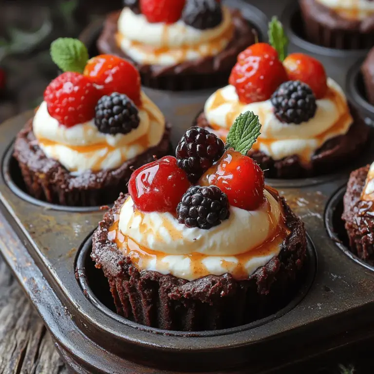 To truly appreciate the magic of Decadent Mini Cheesecake Brownie Cups, it’s essential to understand the layers that create this masterpiece. The bottom layer is a rich and fudgy brownie that serves as the perfect base. This brownie layer is not just any brownie; it’s a beautifully textured treat that boasts a deep chocolate flavor. Each bite delivers a burst of cocoa richness, balancing perfectly with the sweetness of the cheesecake above.