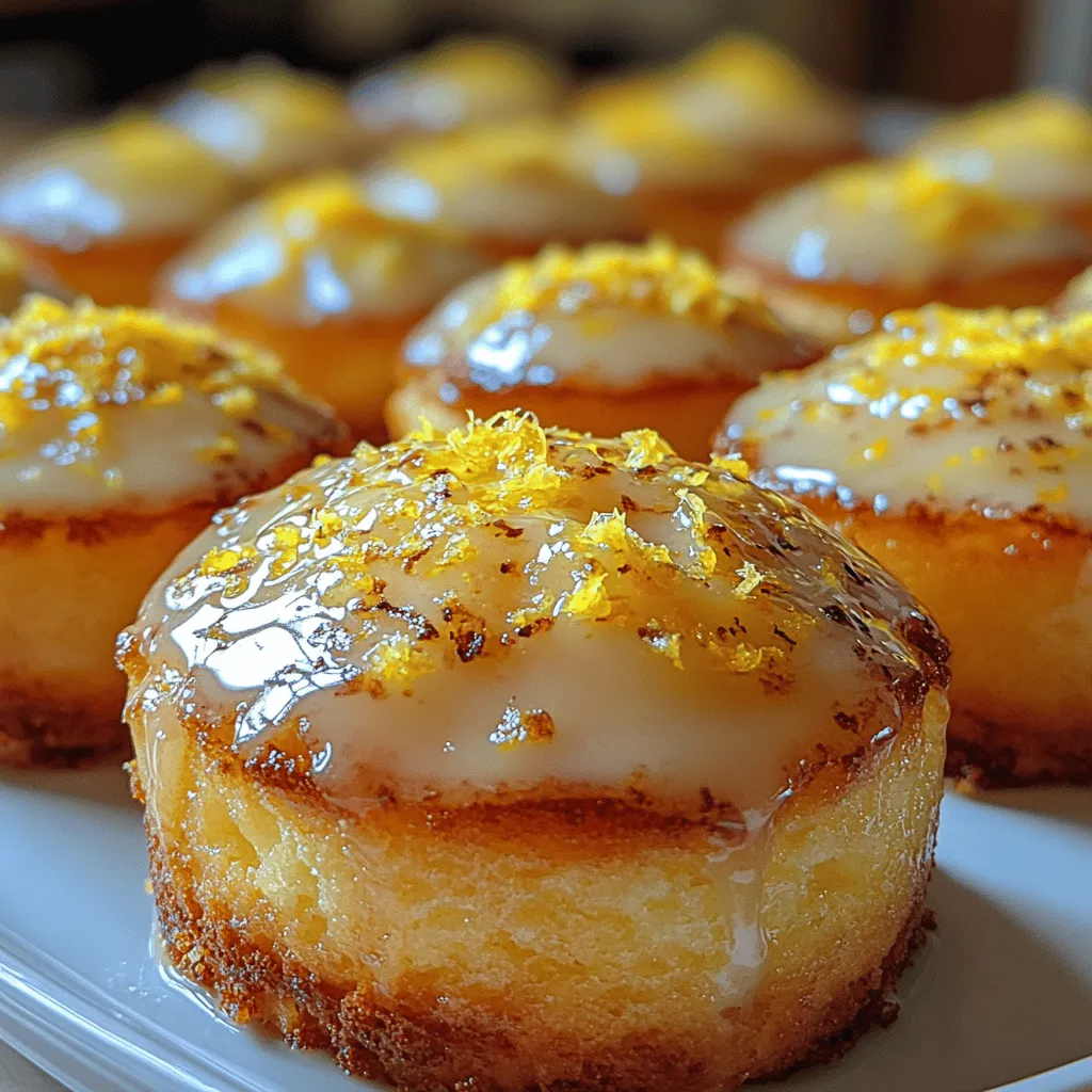 Lemon-flavored desserts have an undeniable allure, captivating taste buds with their bright, tangy notes and refreshing qualities. Among the many lemon-infused treats available, <strong>Zesty Mini Lemon Drop Cakes</strong> stand out as an exceptional choice for anyone looking to indulge in a delightful dessert that is both light and bursting with flavor. These bite-sized cakes embody the essence of summer, reminiscent of sun-drenched picnics and joyful gatherings.” /></p>
</p>
<h3>Filling the Muffin Tin: Best Practices for Portioning Batter</h3>
</p>
<p>When it comes to making Zesty Mini Lemon Drop Cakes, portioning the batter correctly is crucial for achieving uniformity in baking. Start by prepping your muffin tin with non-stick cooking spray or muffin liners to ensure easy release after baking. For filling the muffin cups, a few best practices can make your baking experience smoother:</p>
</p>
<p>1. <strong>Use a Cookie Scoop</strong>: Utilizing a cookie scoop (about 1.5 tablespoons) is one of the easiest ways to portion out the batter evenly. This ensures each cake is the same size, which promotes consistent baking.</p>
</p>
<p>2. <strong>Fill to the Right Level</strong>: Aim to fill each muffin tin cup about two-thirds full. This allows room for the cakes to rise without overflowing, creating that perfect mini cake shape.</p>
</p>
<p>3. <strong>Clean Edges</strong>: As you fill each cup, ensure there are no drips or spills on the edges of the muffin tin. This will not only keep your baking area tidy but also ensure that the cakes rise beautifully without any unsightly edges.</p>
</p>
<h3>Baking Process: How to Know When Your Cakes are Perfectly Done</h3>
</p>
<p>Baking the Zesty Mini Lemon Drop Cakes requires attention to detail to ensure that they are perfectly done. Here are some tips to help you gauge when your cakes are ready:</p>
</p>
<p>1. <strong>Baking Time</strong>: Typically, these mini cakes will need about 15-20 minutes in a preheated oven at 350°F (175°C). However, baking times can vary based on your specific oven and the material of your muffin tin.</p>
</p>
<p>2. <strong>Visual Cues</strong>: Watch for a light golden brown color on the tops of the cakes. They should look set, not shiny or wet.</p>
</p>
<p>3. <strong>Toothpick Test</strong>: For the most reliable check, insert a toothpick into the center of one of the cakes. If it comes out clean or with a few moist crumbs (not batter), the cakes are ready to be removed from the oven.</p>
</p>
<p>4. <strong>Cool in the Pan</strong>: Allow the cakes to cool in the muffin tin for about 5 minutes before transferring them to a wire rack. This cooling time helps them set and reduces the risk of breaking when removing them from the tin.</p>
</p>
<h3>Cooling and Glazing: Importance of Cooling Time for Perfect Glaze Adherence</h3>
</p>
<p>Once your mini cakes are baked to perfection, the cooling and glazing stages are vital for achieving that delightful finish. Here’s why cooling is so important:</p>
</p>
<p>1. <strong>Cooling Process</strong>: After removing the cakes from the oven, let them sit in the muffin tin for about 5 minutes. Then, carefully transfer them to a wire rack to cool completely. If you glaze them while they are still warm, the glaze will melt and slide off, rather than setting beautifully.</p>
</p>
<p>2. <strong>Glaze Preparation</strong>: To prepare the glaze, whisk together powdered sugar and freshly squeezed lemon juice until smooth. The consistency should be thick enough to coat the back of a spoon but thin enough to drizzle.</p>
</p>
<p>3. <strong>Applying the Glaze</strong>: Once the cakes have cooled completely, drizzle the glaze over the top of each mini cake. If you prefer a thicker layer, dip the tops of the cakes directly into the glaze. Allow the glaze to set for about 15-20 minutes before serving.</p>
</p>
<h3>Garnishing: Elevating Presentation with Lemon Zest</h3>
</p>
<p>The final touch to your Zesty Mini Lemon Drop Cakes is garnishing. Not only does this elevate the visual appeal, but it also enhances the flavor:</p>
</p>
<p>1. <strong>Fresh Lemon Zest</strong>: Use a fine zester or grater to add fresh lemon zest over the glazed cakes. This not only adds a pop of color but also intensifies the lemon aroma.</p>
</p>
<p>2. <strong>Presentation Tips</strong>: Arrange the cakes on a beautiful serving platter, perhaps alongside some fresh lemon slices or mint leaves for a vibrant touch.</p>
</p>
<p>3. <strong>Serving Style</strong>: For an added touch, consider serving the cakes with a dollop of whipped cream or a scoop of lemon sorbet for a refreshing dessert experience.</p>
</p>
<h3>Flavor Profile of Zesty Mini Lemon Drop Cakes</h3>
</p>
<p>These mini cakes are a delightful balance of sweetness and tartness, making them a crowd-pleaser. Here’s a closer look at their flavor profile:</p>
</p>
<p>1. <strong>Sweetness vs. Tartness</strong>: The cakes are sweetened with granulated sugar, but the addition of fresh lemon juice and zest introduces a bright tartness that cuts through the sweetness. This balance makes them refreshing without being overwhelmingly sugary.</p>
</p>
<p>2. <strong>Enhancing Aroma and Complexity</strong>: The zest of the lemons not only brightens the flavor but also adds a fragrant aroma that fills the kitchen while baking. This depth of flavor complexity is what sets these cakes apart from standard lemon cakes.</p>
</p>
<p>3. <strong>Role of the Glaze</strong>: The glaze adds a sweet contrast to the tartness of the lemon, creating a harmonious finish to each bite. It acts as a sweet topping that complements the cake’s tangy base.</p>
</p>
<h3>Pairing Suggestions</h3>
</p>
<p>To fully enjoy your Zesty Mini Lemon Drop Cakes, consider pairing them with delightful beverages and serving them at the right occasions:</p>
</p>
<p>1. <strong>Recommended Beverages</strong>: These cakes pair beautifully with a variety of beverages:</p>
<p>– <strong>Tea</strong>: A light, herbal tea, such as chamomile or a citrus-infused green tea, enhances the lemon flavors.</p>
<p>– <strong>Coffee</strong>: A smooth cup of coffee complements the sweetness of the cakes, providing a perfect balance.</p>
<p>– <strong>Lemonade</strong>: For a double lemon experience, serve with a refreshing glass of homemade lemonade.</p>
</p>
<p>2. <strong>Ideal Occasions</strong>: The versatility of these mini cakes makes them suitable for numerous occasions:</p>
<p>– <strong>Birthdays</strong>: Their cheerful flavor makes them a perfect treat for birthday celebrations.</p>
<p>– <strong>Picnics</strong>: Easy to transport, they are a great addition to any picnic basket.</p>
<p>– <strong>Holiday Gatherings</strong>: Their bright lemony flavor makes them a refreshing dessert option during the warmer months or festive gatherings.</p>
</p>
<h3>Nutritional Information and Variations</h3>
</p>
<p>Understanding the nutritional content and possible variations can help tailor the recipe to fit your dietary needs:</p>
</p>
<p>1. <strong>Nutritional Overview</strong>: Each mini cake contains approximately 150 calories, with a balance of carbohydrates, fats, and protein. They also provide a small amount of vitamin C thanks to the fresh lemons.</p>
</p>
<p>2. <strong>Ingredient Substitutions</strong>: For those with dietary restrictions, consider these substitutions:</p>
<p>– <strong>Gluten-Free Flour</strong>: Substitute all-purpose flour with a gluten-free blend to make these cakes suitable for gluten-sensitive individuals.</p>
<p>– <strong>Dairy Alternatives</strong>: Use almond milk or oat milk instead of regular milk to make the recipe dairy-free.</p>
</p>
<p>3. <strong>Creative Variations</strong>: Experimenting with the base recipe can yield delicious results:</p>
<p>– <strong>Poppy Seeds</strong>: Adding a tablespoon of poppy seeds to the batter can create a delightful lemon-poppy seed cake.</p>
<p>– <strong>Other Citrus Fruits</strong>: Try substituting oranges or limes for a different citrus twist, maintaining the same zesty freshness.</p>
</p>
<h3>Conclusion</h3>
</p>
<p>Baking Zesty Mini Lemon Drop Cakes is not just about creating a delightful dessert; it’s about embracing creativity and enjoying the process in the kitchen. The balance of sweet and tart, paired with the aromatic lemon zest, makes these cakes a truly enjoyable treat for both the baker and those who indulge in them.</p>
</p>
<p>Encourage yourself to experiment with flavors, try different variations, and perhaps even create your own signature twist on this recipe. Whether you’re celebrating a special occasion or simply enjoying a sunny afternoon, these mini cakes are sure to bring joy and brighten any gathering. So grab your ingredients, preheat your oven, and get ready to delight in the sweet and zesty experience of baking and sharing these delightful treats!</p>
</div>