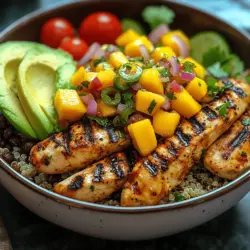 Welcome to a culinary experience that perfectly balances heat and sweetness: the Mango Jalapeño Chicken Bowls. This dish is not only a feast for the eyes but also a delightful explosion of flavors that will tantalize your taste buds. Imagine juicy, marinated chicken, the vibrant sweetness of ripe mango, and the zesty kick of jalapeño pepper, all beautifully presented in a bowl that is as colorful as it is nutritious. This recipe is a fantastic way to elevate your weeknight dinners or impress guests at your next gathering with minimal effort.