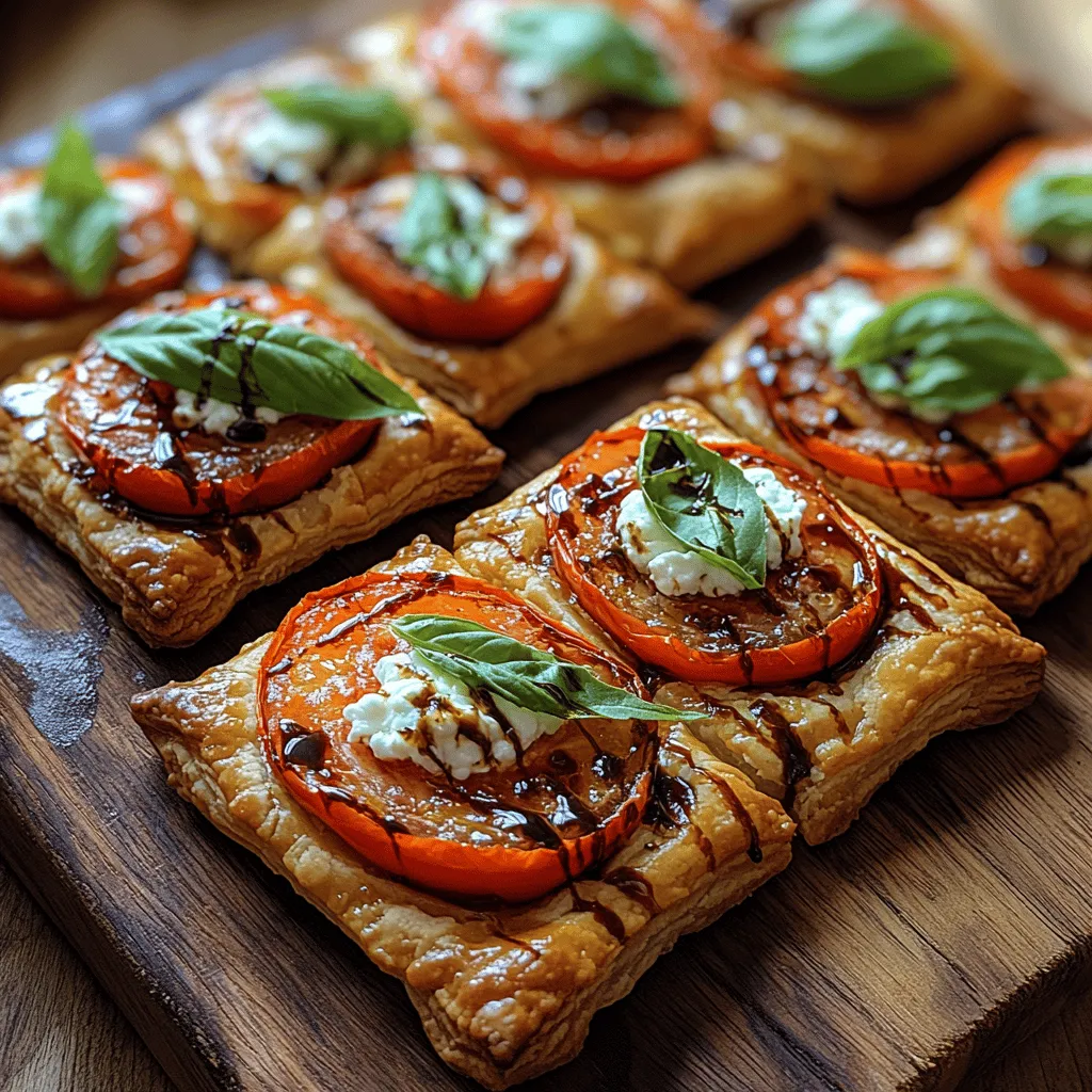 Welcome to the delightful world of Cherry Tomato Puff Tartlets, a dish that is as visually stunning as it is delicious. These tartlets bring a burst of color and flavor to any table, combining the sweetness of fresh cherry tomatoes with the creaminess of goat cheese, all enveloped in flaky puff pastry. They are the perfect appetizer or light snack for various occasions, be it a sophisticated dinner party, a summer gathering, or an everyday family meal. With their elegant presentation and rich flavors, these tartlets are sure to impress your guests and satisfy your taste buds.