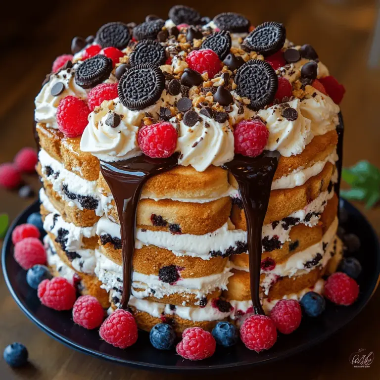 The Ice Cream Sandwich Delight Cake is a sensational dessert that combines the nostalgic flavors of childhood with the joy of modern baking. This unique cake is not only visually appealing but also irresistibly delicious, making it a perfect treat for every occasion, from birthday parties to family gatherings and summer barbecues. Imagine layers of creamy ice cream nestled between soft cake, all drizzled with rich chocolate syrup and topped with crunchy cookie crumbles. The Ice Cream Sandwich Delight Cake is sure to be a hit, delighting both kids and adults alike.