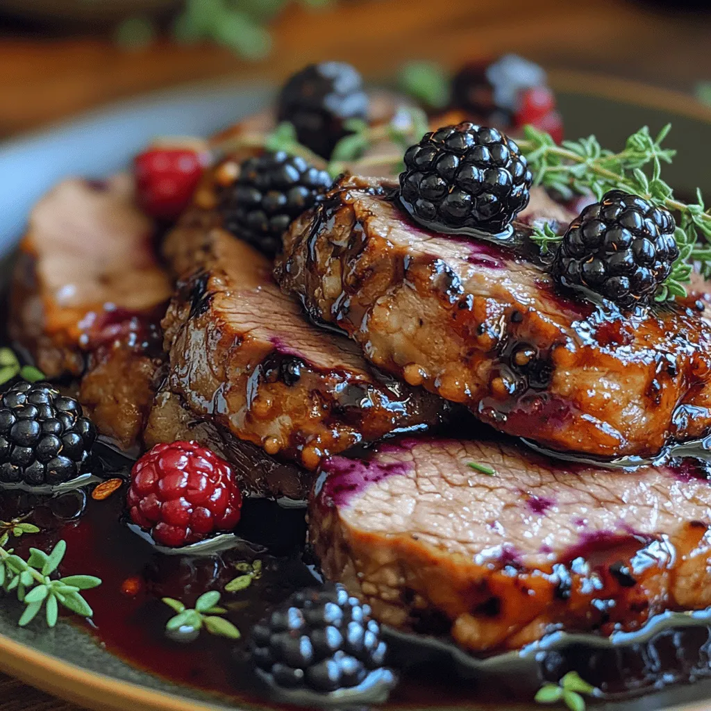 If you're in search of a dish that beautifully marries sweet and savory flavors, look no further than Blackberry Balsamic Glazed Pork. This tantalizing recipe showcases succulent pork tenderloin coated in a luscious glaze made from fresh blackberries and balsamic vinegar. The delightful balance of tartness from the blackberries and the rich, complex notes of balsamic vinegar creates a culinary experience that is both sophisticated and approachable. Perfect for impressing guests at a family dinner or elevating your weekend gathering, this dish is bound to become a favorite in your household.
