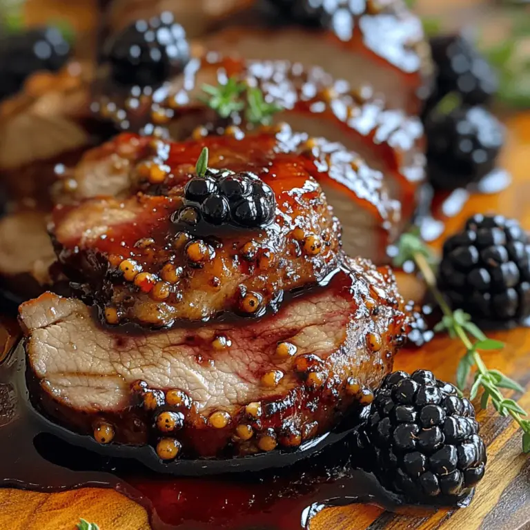 If you're in search of a dish that beautifully marries sweet and savory flavors, look no further than Blackberry Balsamic Glazed Pork. This tantalizing recipe showcases succulent pork tenderloin coated in a luscious glaze made from fresh blackberries and balsamic vinegar. The delightful balance of tartness from the blackberries and the rich, complex notes of balsamic vinegar creates a culinary experience that is both sophisticated and approachable. Perfect for impressing guests at a family dinner or elevating your weekend gathering, this dish is bound to become a favorite in your household.