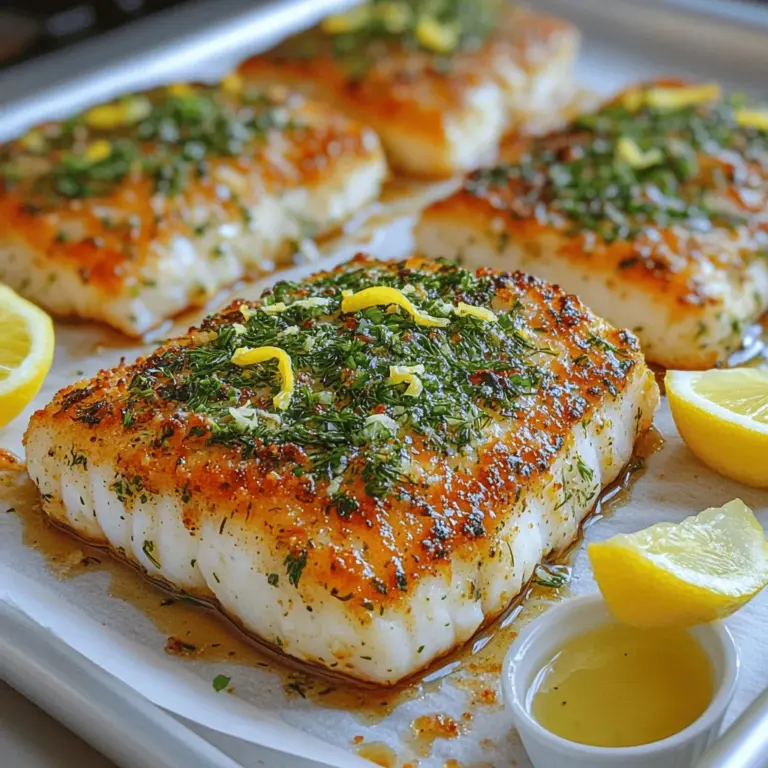 Herb Crusted Baked Cod with Zesty Lemon Drizzle is a delightful dish that marries the mild, flaky texture of cod with a vibrant crust made from fresh herbs and breadcrumbs. This recipe not only tantalizes the taste buds but also encourages a healthier lifestyle by incorporating fish, which is renowned for its numerous health benefits. Rich in omega-3 fatty acids, high in protein, and low in saturated fat, cod is an excellent addition to any balanced diet.