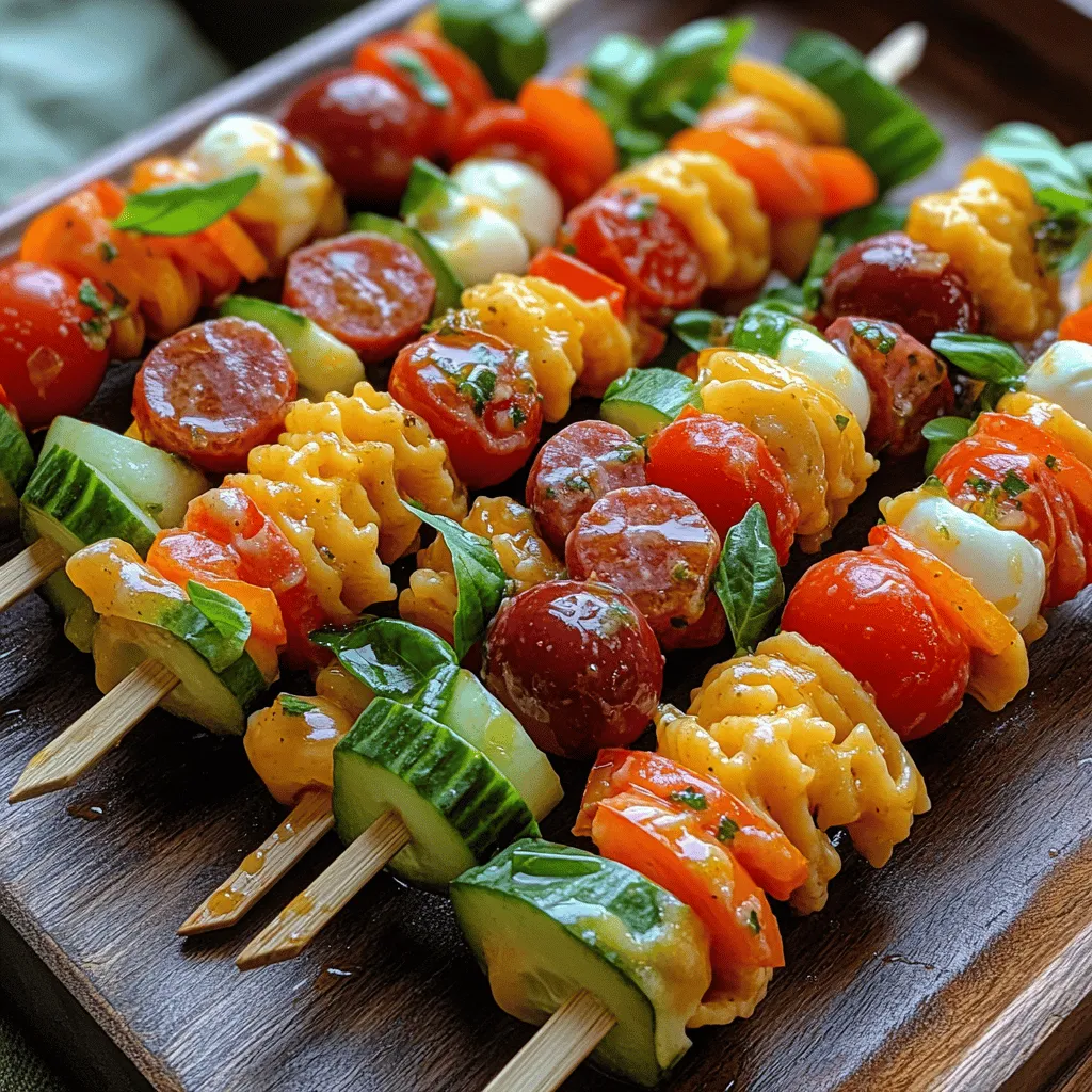 What makes Italian Pasta Salad Skewers so appealing? First and foremost, their colorful presentation is an instant draw. A combination of vibrant vegetables, savory meats, and creamy cheese, all beautifully arranged on skewers, creates a dish that is both appetizing and fun to eat. They embody the essence of Italian cuisine, showcasing fresh ingredients and bold flavors while remaining incredibly easy to prepare.