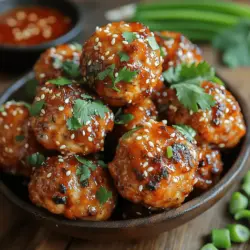 What sets Firecracker Chicken Meatballs apart? First and foremost, the flavor profile is truly remarkable. The combination of ground chicken, fresh ingredients, and a spicy-sweet firecracker sauce creates a taste sensation that can satisfy a range of palates. The meatballs are not only bursting with flavor but are also incredibly versatile. They can be served with rice, noodles, or even on their own as a finger food, making them perfect for any occasion, whether it’s a casual weeknight dinner or a festive gathering.