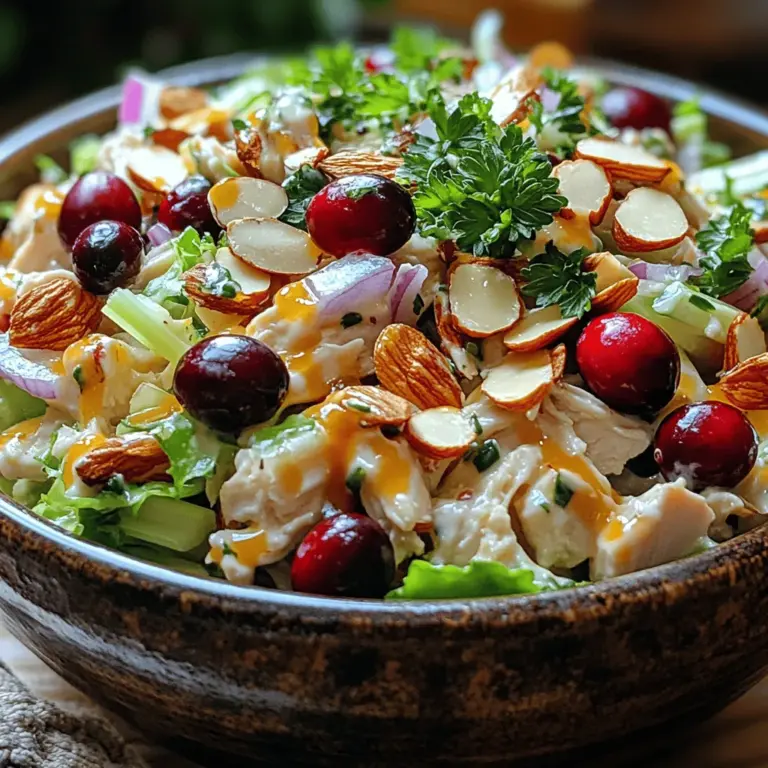 Chicken salad has secured its place as a beloved staple in many households, celebrated for its versatility and ease of preparation. Whether you enjoy it as a light lunch, a picnic treat, or a hearty dinner, chicken salad can be customized to suit any taste preference. Among the myriad of variations, the Cranberry Almond Chicken Salad stands out with its unique flavor profile that masterfully balances savory and sweet elements. The combination of tender chicken, tart cranberries, and crunchy almonds creates a dish that is not only satisfying but also a feast for the senses.