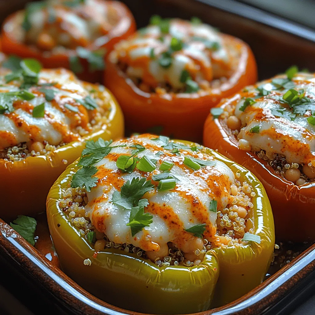 The Spicy Buffalo Chickpea Stuffed Peppers recipe is a delightful fusion of flavors that combines the bold heat of buffalo sauce with the wholesome goodness of chickpeas and quinoa. This dish is not only packed with protein and fiber but also offers a satisfying crunch from the bell peppers. Perfect for a weeknight dinner or a fun gathering, these stuffed peppers are versatile enough to cater to both meat lovers and vegetarians alike.