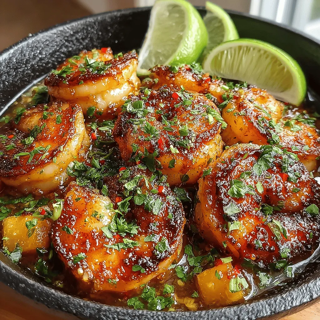 Marinating shrimp is a crucial step that enhances flavor absorption and ensures a succulent bite. For the best results, allow the shrimp to marinate for <strong>15 to 30 minutes</strong>. This time frame is ideal as it allows the shrimp to absorb the flavors of the marinade without becoming overly salty or mushy. The acid in the marinade—typically from citrus juice or vinegar—helps to tenderize the shrimp while infusing them with a deliciously tangy flavor.” /></p>
</p>
<h2>Marinating the Shrimp</h2>
</p>
<p>Marinating shrimp is a crucial step that enhances flavor absorption and ensures a succulent bite. For the best results, allow the shrimp to marinate for <strong>15 to 30 minutes</strong>. This time frame is ideal as it allows the shrimp to absorb the flavors of the marinade without becoming overly salty or mushy. The acid in the marinade—typically from citrus juice or vinegar—helps to tenderize the shrimp while infusing them with a deliciously tangy flavor.</p>
</p>
<h3>Timing</h3>
</p>
<p>If your schedule doesn’t allow for immediate cooking, you can store marinated shrimp in the refrigerator. Make sure to keep the shrimp in an airtight container to prevent any cross-contamination and to maintain freshness. Ideally, use the marinated shrimp within 24 hours for the best flavor and texture. If you need to marinate for longer than 30 minutes, consider reducing the acidity in the marinade to prevent the shrimp from breaking down too much.</p>
</p>
<h2>Cooking the Shrimp</h2>
</p>
<p>Cooking shrimp perfectly requires a careful approach to heat control. Given their quick cooking time, shrimp can easily go from tender to rubbery if overcooked. Aim for a medium-high heat when cooking, which allows for a beautiful sear without compromising the texture.</p>
</p>
<h3>Heat Control</h3>
</p>
<p>When you’re ready to cook, preheat your skillet or grill until it’s hot. Add a splash of oil to the pan and let it heat until shimmering. Once ready, place the shrimp in a single layer in the pan, giving them enough space to sear properly. Do not overcrowd the pan, as this will cause the shrimp to steam rather than sear.</p>
</p>
<h3>Visual Cues</h3>
</p>
<p>Know when your shrimp are perfectly cooked by looking for these visual cues: the shrimp should turn a vibrant pink color, and their flesh should become opaque. Typically, this takes about 2-3 minutes per side, depending on their size. When you notice that the shrimp have curled into a “C” shape, they’re likely done. Avoid cooking them longer than necessary, as this can lead to a tough, chewy texture.</p>
</p>
<h2>Finishing Touches</h2>
</p>
<p>To finish your Mango Glazed Shrimp, it’s vital to add the reserved mango glaze correctly to maximize flavor.</p>
</p>
<h3>Adding the Glaze</h3>
</p>
<p>Once the shrimp are cooked, lower the heat and pour the reserved mango glaze over the shrimp in the skillet. Gently toss the shrimp in the glaze to ensure they are evenly coated. This technique allows the shrimp to absorb the sweet and tangy flavors, creating a harmonious balance that complements the natural sweetness of the shrimp.</p>
</p>
<h3>Simmering Tips</h3>
</p>
<p>As you add the glaze, allow it to simmer for a few minutes. This will help the glaze thicken and stick to the shrimp without burning. Keep a close eye on the mixture, stirring occasionally to prevent it from sticking to the bottom of the pan. Once the glaze has thickened to your liking, remove the skillet from the heat to retain the freshness of the flavors.</p>
</p>
<h2>Serving Suggestions</h2>
</p>
<p>Servicing your Mango Glazed Shrimp properly can elevate the dining experience and make your dish visually appealing. Here are some ideas on how to serve this delightful dish.</p>
</p>
<h3>Ideal Side Dishes</h3>
</p>
<p>Mango Glazed Shrimp pairs wonderfully with a variety of side dishes. Here are some top suggestions:</p>
</p>
<p>– <strong>Steamed Rice</strong>: The simplicity and neutrality of steamed jasmine or basmati rice balance the sweet and savory shrimp perfectly.</p>
<p>– <strong>Fresh Salad</strong>: A light salad with mixed greens, cucumber, and a citrus vinaigrette can provide a refreshing contrast to the rich glaze.</p>
<p>– <strong>Grilled Vegetables</strong>: Charred veggies like bell peppers, zucchini, and asparagus add a smoky flavor that complements the shrimp beautifully.</p>
</p>
<h3>Garnishing Ideas</h3>
</p>
<p>To enhance the presentation and flavor, consider garnishing the dish with <strong>fresh cilantro</strong> and <strong>lime wedges</strong>. The bright green cilantro adds a pop of color and freshness, while a squeeze of lime juice provides an additional layer of acidity that cuts through the sweetness of the glaze, balancing the flavors perfectly.</p>
</p>
<h2>Cultural Context</h2>
</p>
<p>The Mango Glazed Shrimp recipe draws inspiration from the vibrant and diverse culinary traditions found in tropical regions, especially within Asian cuisine. The use of fresh, fruit-based glazes is common in many Southeast Asian dishes, where the combination of sweet, sour, salty, and umami flavors creates a complex and satisfying dining experience. Ingredients such as mango, ginger, and lime are staples in these cuisines, highlighting the emphasis on seasonal and local produce. This dish not only celebrates the flavors of the tropics but also reflects a fusion of culinary techniques that make it a favorite among food lovers.</p>
</p>
<h2>Nutritional Information</h2>
</p>
<p>Understanding the nutritional profile of your dish can help you appreciate its health benefits. Here’s a brief overview of the nutritional content of Mango Glazed Shrimp:</p>
</p>
<p>– <strong>Calories</strong>: Approximately 290 calories per serving (based on a serving size of 4 oz shrimp with glaze).</p>
<p>– <strong>Protein</strong>: Rich in protein, with around 25g per serving, making it an excellent option for muscle repair and growth.</p>
<p>– <strong>Vitamins and Minerals</strong>: Shrimp is an excellent source of selenium, vitamin B12, and iodine. The addition of mango provides a good dose of vitamin C and beta-carotene, contributing to overall health and wellness.</p>
</p>
<h2>Conclusion</h2>
</p>
<p>Mango Glazed Shrimp is a delightful dish that perfectly balances sweet and savory flavors, making it a versatile choice for any meal. By understanding the ingredients and following the step-by-step instructions provided, you can create a restaurant-quality dish in the comfort of your home. This recipe not only satisfies the palate but also brings a touch of tropical flair to your dining table. Enjoy the vibrant flavors and the joy of cooking with this easy-to-follow guide. Whether served as a main course or as part of a festive gathering, this dish is sure to impress and satisfy.</p>
</div>