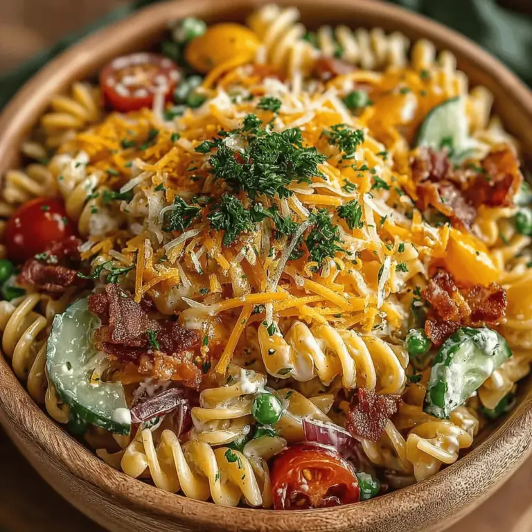 Pasta salads have secured their place as a beloved dish in kitchens across the globe, celebrated for their versatility and ease of preparation. Whether it’s a casual family gathering, a summer picnic, or a potluck with friends, a well-made pasta salad can be the star of the show. Among the myriad of pasta salad recipes, the Ranchy Delight Pasta Salad stands out with its vibrant colors, fresh ingredients, and creamy dressing that tantalizes the taste buds. This recipe not only brings a burst of flavor but also showcases the importance of using fresh produce, making it an appealing choice for both health-conscious eaters and those looking for something indulgent.