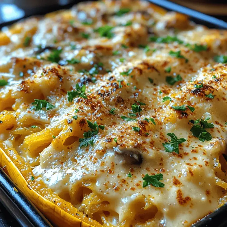 Spaghetti squash has emerged as a popular alternative to traditional pasta, appealing to health-conscious diners and culinary adventurers alike. This unique vegetable, when cooked, transforms into strands that mimic the texture of pasta, making it a versatile base for a variety of dishes. As plant-based diets continue to gain traction, the allure of creamy sauces—particularly those reminiscent of classic comfort foods—has grown significantly. The Creamy Baked Spaghetti Squash Alfredo recipe captures this essence beautifully, offering a rich, indulgent flavor profile that doesn't compromise on health. Whether you're a seasoned vegan or just looking to incorporate more vegetables into your meals, this dish provides a satisfying experience that can be customized with protein for a complete meal.