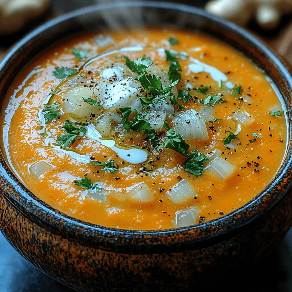 At first glance, Creamy Carrot Ginger Soup captivates with its inviting hue and rich consistency. The combination of sweet carrots and zesty ginger creates a harmonious balance of flavors that dance on the palate. The sweetness of the carrots is beautifully complemented by the spicy notes of ginger, creating a soup that is both comforting and invigorating. The addition of coconut milk lends a luscious creaminess, elevating this dish into a truly indulgent experience.