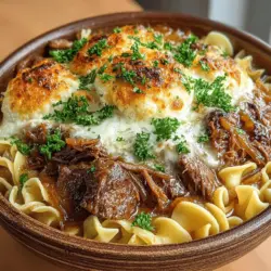 When it comes to comfort food, few dishes can compete with the rich, savory appeal of French onion beef and noodles. This dish combines tender beef, perfectly cooked noodles, and a deep, flavorful sauce that evokes the warmth of a cozy kitchen on a chilly evening. The slow cooker method not only simplifies the cooking process but also allows for the flavors to meld beautifully, resulting in a meal that feels both luxurious and homey.