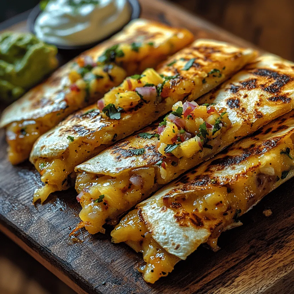 Welcome to the vibrant world of Zingy Pineapple Salsa Quesadillas! This dish is not just a meal; it's an experience that brings together the bold flavors of fresh ingredients and the comforting texture of melted cheese. The significance of this recipe lies in its ability to combine sweet and savory elements, creating a delightful harmony that resonates with food lovers across various cuisines. Whether you're hosting a casual gathering, preparing a quick weeknight dinner, or simply indulging in a personal treat, these quesadillas offer a burst of flavor that is both satisfying and refreshing.