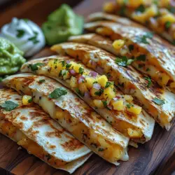 Welcome to the vibrant world of Zingy Pineapple Salsa Quesadillas! This dish is not just a meal; it's an experience that brings together the bold flavors of fresh ingredients and the comforting texture of melted cheese. The significance of this recipe lies in its ability to combine sweet and savory elements, creating a delightful harmony that resonates with food lovers across various cuisines. Whether you're hosting a casual gathering, preparing a quick weeknight dinner, or simply indulging in a personal treat, these quesadillas offer a burst of flavor that is both satisfying and refreshing.