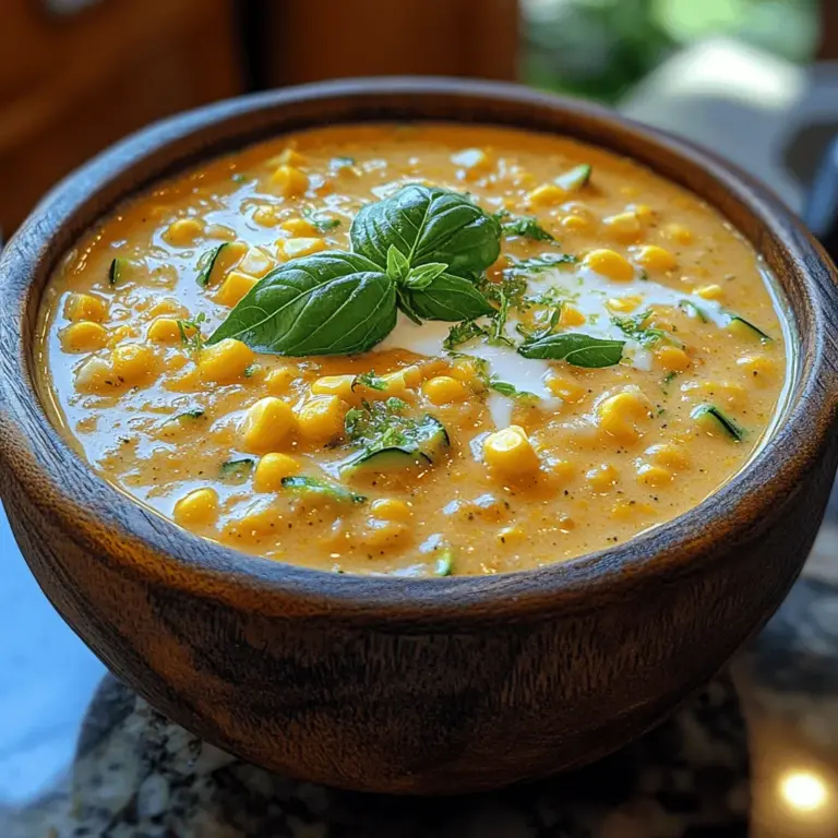 If you’re in search of a dish that blends comfort and nutrition seamlessly, look no further than Creamy Corn and Zucchini Bliss. This rich and velvety soup celebrates the sweetness of fresh corn, paired harmoniously with the lightness of zucchini. It is a delightful recipe that not only warms the heart but also nourishes the body, making it a timeless choice for any occasion.