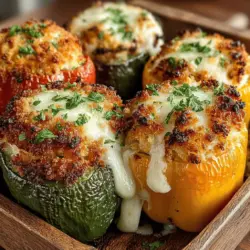 Stuffed peppers have long been a beloved dish in many kitchens around the world, known for their versatility and ability to adapt to a variety of fillings. From traditional rice and meat combinations to innovative vegetarian options, these colorful vessels of flavor can cater to diverse palates and dietary preferences. One particularly delightful incarnation of this classic dish is the Golden Mac and Cheese-Stuffed Peppers. This recipe offers a unique twist by incorporating creamy mac and cheese as the filling, thus elevating the humble stuffed pepper into a comforting, cheesy masterpiece.