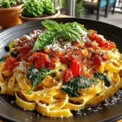 Creamy Tomato Spinach Pasta is a comforting and flavorful dish that has garnered a special place in the hearts of pasta lovers everywhere. This delightful recipe brings together the richness of heavy cream, the acidity of tomatoes, and the earthiness of spinach, creating a harmonious blend of flavors that is both satisfying and nourishing. Perfect for weeknight dinners or special gatherings, this dish offers an easy yet impressive option for any occasion.