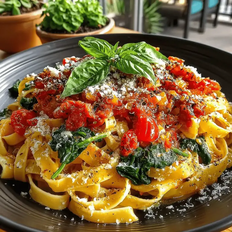 Creamy Tomato Spinach Pasta is a comforting and flavorful dish that has garnered a special place in the hearts of pasta lovers everywhere. This delightful recipe brings together the richness of heavy cream, the acidity of tomatoes, and the earthiness of spinach, creating a harmonious blend of flavors that is both satisfying and nourishing. Perfect for weeknight dinners or special gatherings, this dish offers an easy yet impressive option for any occasion.