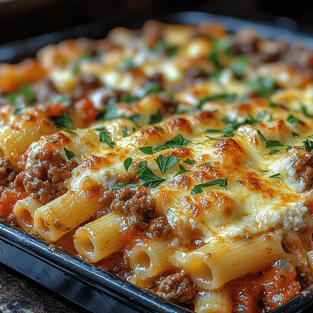 Baked ziti is a quintessential comfort food loved by families for generations. Often served at gatherings and special occasions, this hearty dish is known for its rich flavors and satisfying textures. Cheesy Bliss Baked Ziti takes this classic recipe to new heights, combining a medley of cheeses and savory meat sauce for an indulgent experience that is sure to please even the pickiest of eaters. The blend of gooey mozzarella, creamy ricotta, and sharp Parmesan, along with perfectly cooked ziti pasta, creates a dish that is not only delicious but also a feast for the eyes.