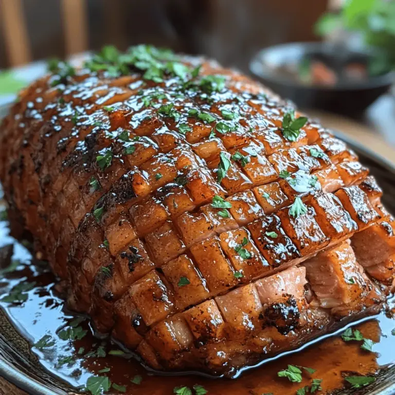 Sweet & Spicy Ginger Honey Glazed Ham is a culinary masterpiece that perfectly marries the richness of ham with the warm, zesty notes of ginger and honey. This dish not only elevates any festive occasion but also serves as a comforting weeknight dinner option. The combination of sweet and spicy flavors creates a mouthwatering profile that is sure to please guests and family alike. Whether you're preparing for a holiday feast, a family gathering, or simply treating yourself to something special, this glazed ham recipe is both easy to prepare and versatile enough to complement a variety of side dishes.
