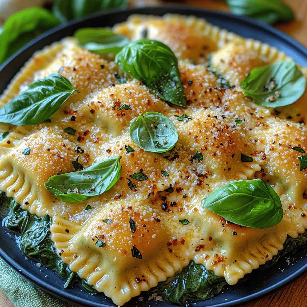 Garlicky Delight Ravioli is more than just a dish; it’s a delightful celebration of flavors that brings the essence of Italian cuisine straight to your kitchen. This recipe combines the comforting textures of pasta with the aromatic punch of garlic, the creamy richness of a luscious sauce, and the fresh, vibrant notes of spinach. Whether you’re preparing a weeknight dinner, hosting a gathering, or simply treating yourself to a gourmet meal at home, this ravioli is sure to impress.