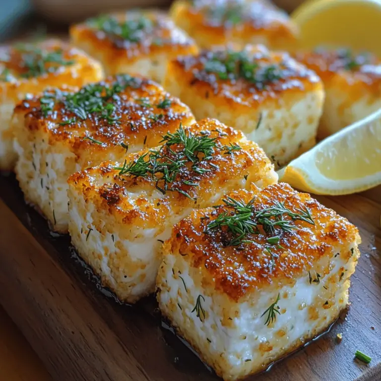 Crispy Baked Feta Crust Cubes are a delightful appetizer that will elevate any gathering or party. This dish features cubes of creamy feta cheese enveloped in a crunchy, golden-brown crust, making it an enticing choice for those who appreciate a perfect blend of textures and flavors. The contrast between the crisp exterior and the soft, rich interior creates a gourmet experience that is sure to impress your guests or satisfy your snack cravings.