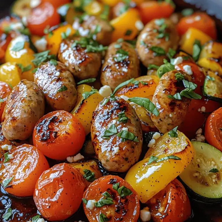 At the heart of the Sticky Balsamic Chicken Sausage Traybake are its key components: juicy chicken sausages and vibrant vegetables, all coated in a sticky balsamic glaze. This dish is a celebration of flavors and textures, with the sausages providing a savory base while the vegetables add crunch and color, making each bite delightful.