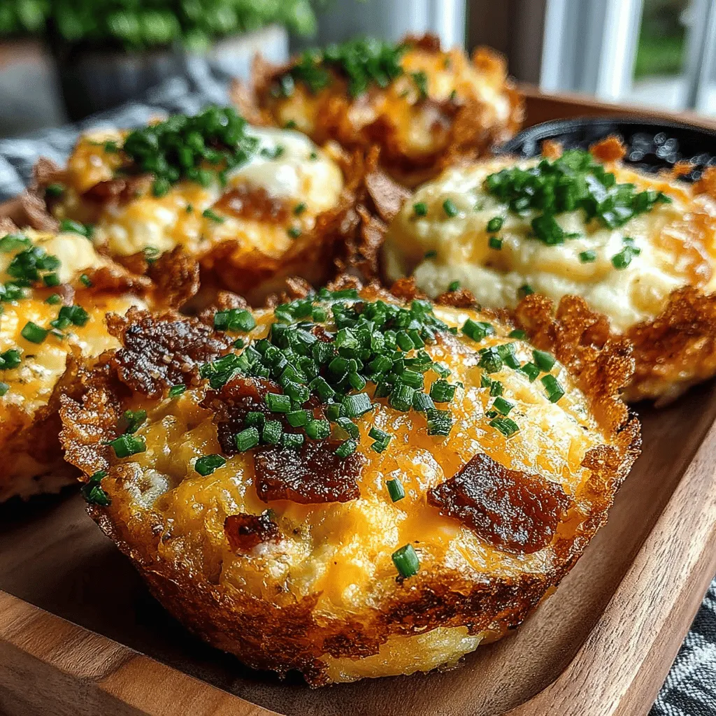 Golden Hash Brown Egg Breakfast Cups are the ideal culinary creation for those hectic mornings or casual brunch gatherings. This delightful dish combines the satisfying crunch of crispy hash browns with the rich, savory goodness of a perfectly cooked egg filling. Imagine biting into a golden-brown cup that is as pleasing to the eye as it is to the palate, offering a warm and hearty start to your day. The versatility of this recipe is one of its standout features—whether you're a fan of smoky bacon, zesty sausage, or prefer a vegetarian twist, you can easily customize these breakfast cups to suit your taste and dietary preferences.