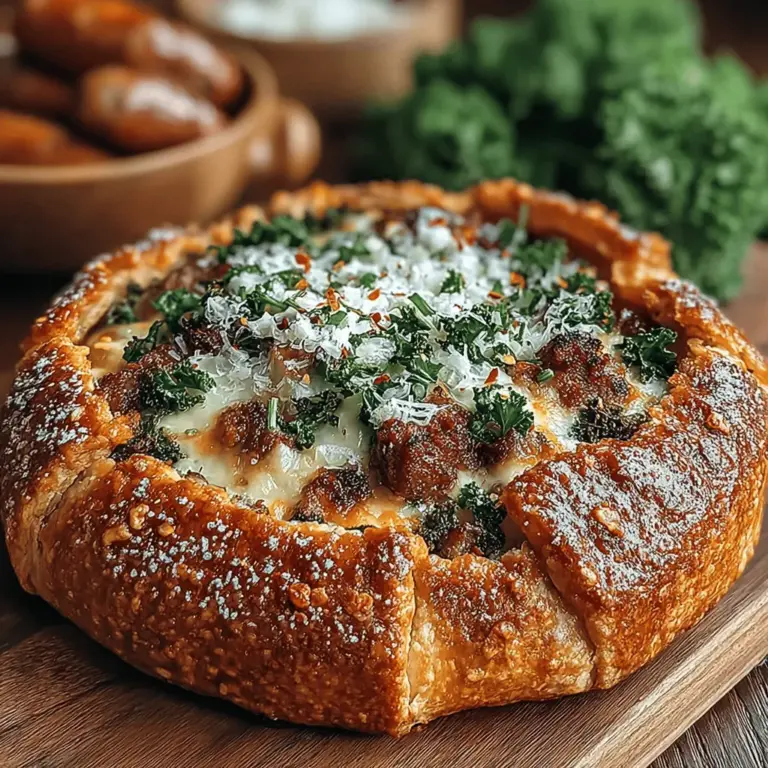 The Savory Italian Sausage and Kale Galette is a delightful culinary creation that captures the heart of Italian cuisine. This rustic dish combines a flaky pastry crust with a flavorful filling of Italian sausage, nutritious kale, and creamy cheeses, making it perfect for brunch or a cozy dinner. Not only is this galette easy to prepare, but it also showcases the vibrant flavors of its ingredients, inviting you to savor each bite. Whether you’re a seasoned cook or a beginner in the kitchen, this recipe will guide you through each step to ensure a successful and satisfying meal.