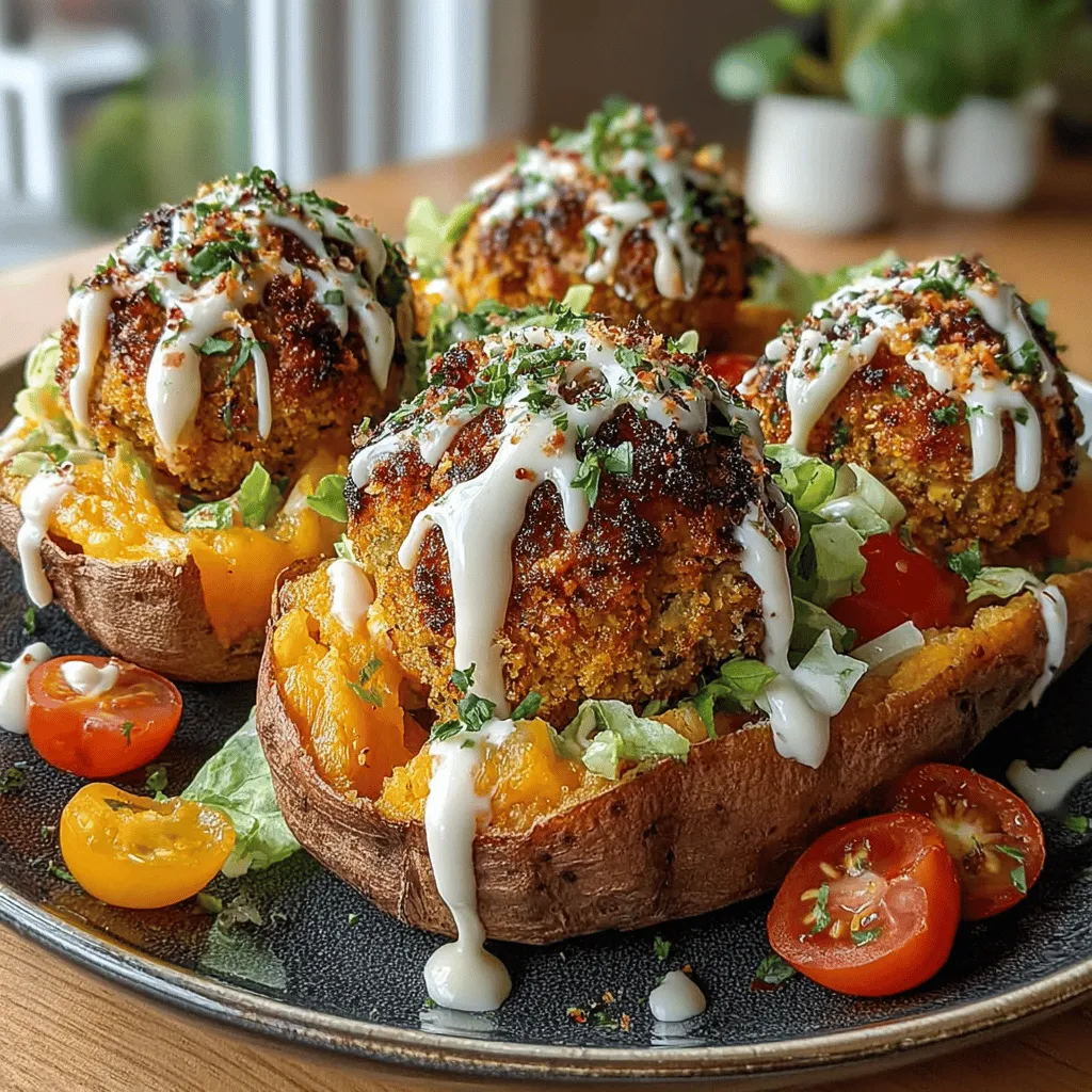 Delight in the harmony of flavors and textures with our Crispy Falafel Stuffed Sweet Potatoes recipe. This unique dish seamlessly combines the earthy sweetness of roasted sweet potatoes with the crunchy, spiced goodness of homemade falafel, creating a culinary experience that is as satisfying as it is nutritious. This recipe is not just eye-catching; it’s also a treasure trove of vitamins and minerals, making it an excellent choice for health-conscious food lovers. Whether you're searching for a hearty lunch, an impressive dinner, or a vibrant side dish, this recipe has all the elements to elevate your meal.