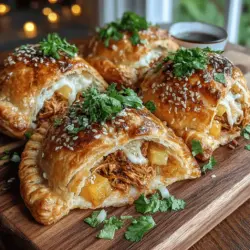 When it comes to appetizers that capture the essence of comfort food while still being a delightful twist on traditional flavors, Sticky Pineapple Chicken Puff Pockets stand out. This dish combines the savory richness of chicken with the bright sweetness of pineapple, encased in flaky puff pastry that crisps to perfection in the oven. It's a dish that not only pleases the palate but also appeals aesthetically, making it an impressive addition to any gathering or a cozy family meal.