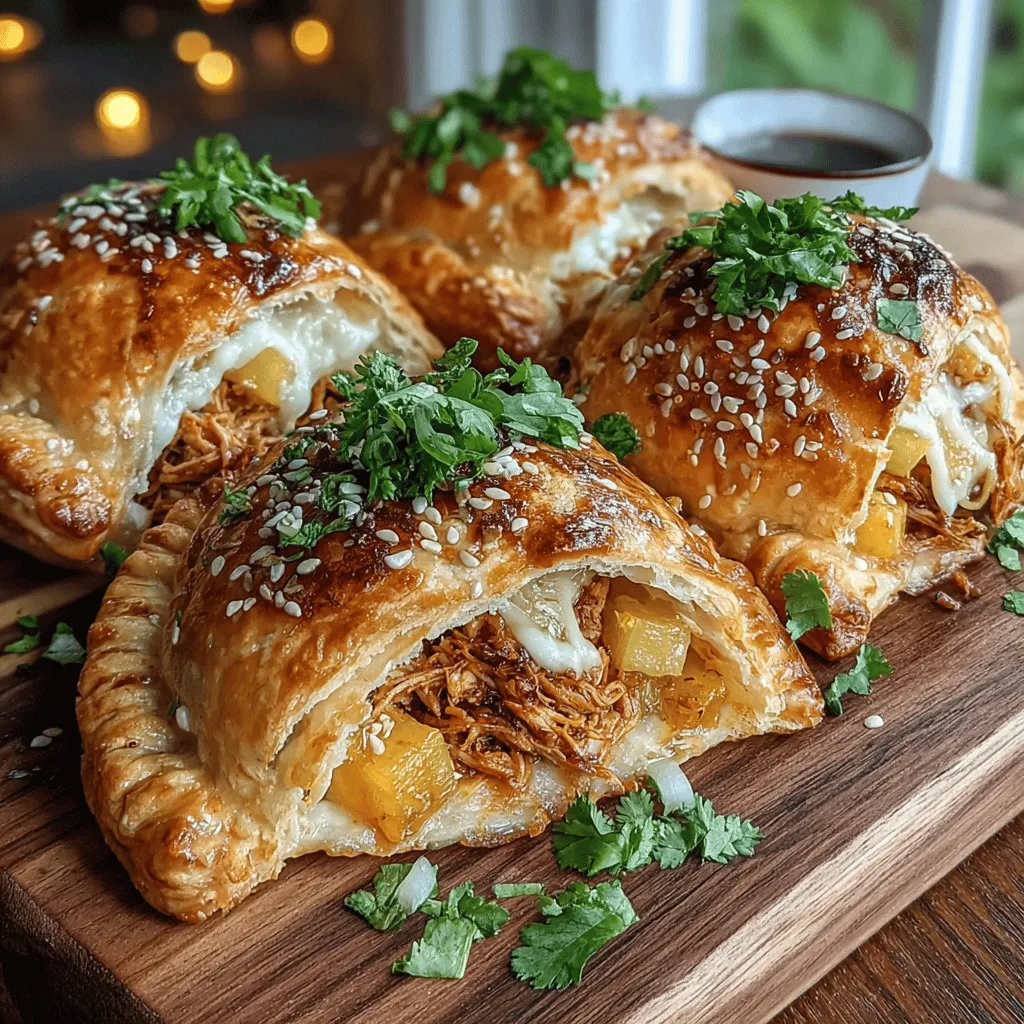 When it comes to appetizers that capture the essence of comfort food while still being a delightful twist on traditional flavors, Sticky Pineapple Chicken Puff Pockets stand out. This dish combines the savory richness of chicken with the bright sweetness of pineapple, encased in flaky puff pastry that crisps to perfection in the oven. It's a dish that not only pleases the palate but also appeals aesthetically, making it an impressive addition to any gathering or a cozy family meal.