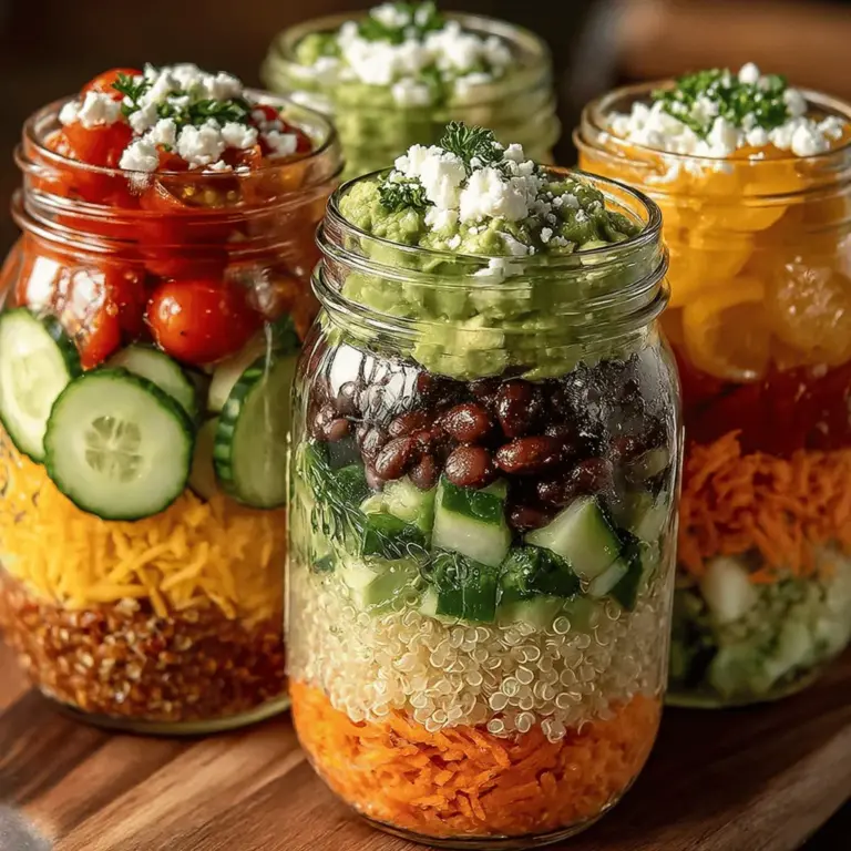 In the realm of healthy eating, salad jars have emerged as a popular choice for those seeking nutritious, portable meal options. These jars not only make it easy to enjoy a well-balanced meal on the go but also offer a visually appealing presentation that can brighten up your lunch routine. Among the various salad jar recipes available, the Vibrant Rainbow Salad Jars stand out for their colorful layers and nutritional density, making them a perfect fit for anyone looking to incorporate more wholesome ingredients into their diet.
