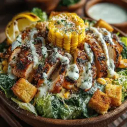 When it comes to creating a meal that is both satisfying and packed with flavor, few dishes can compete with a well-crafted salad. The Grilled Chicken & Corn Caesar Salad is a vibrant fusion of textures and tastes that elevates a classic favorite. This dish combines the smoky goodness of grilled chicken, the sweetness of fresh corn, and the indulgent creaminess of Caesar dressing, all served atop a bed of crisp romaine lettuce. It’s a refreshing choice that not only pleases the palate but also nourishes the body with essential nutrients.