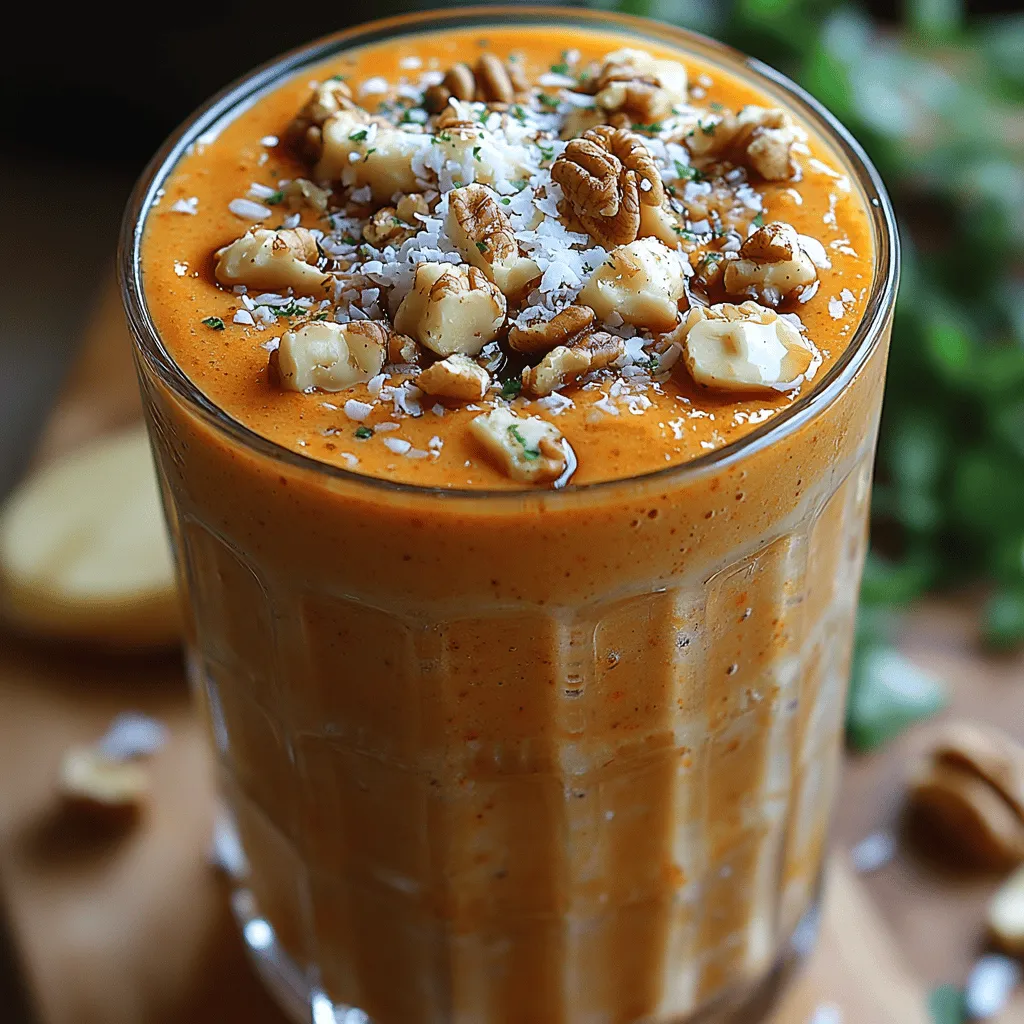 To create a delicious Spiced Carrot Cake Smoothie, start by gathering all your ingredients. Using fresh and high-quality components is vital to achieving a rich flavor and creamy texture. For this smoothie, you'll need: