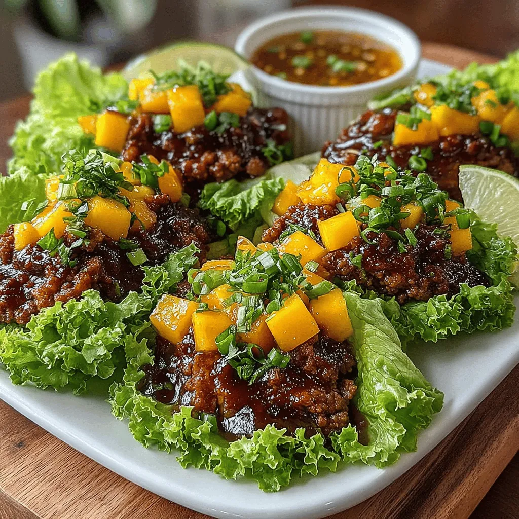 Tropical Beef Lettuce Wraps with Mango Glaze is a vibrant and delicious dish that seamlessly marries the savory richness of beef with the sweet, tropical notes of mango. This recipe is not just a feast for the palate but also a feast for the eyes, showcasing a colorful array of flavors and textures. Picture tender ground beef wrapped in crisp lettuce leaves, topped with a luscious mango glaze that adds a layer of sweetness, all while providing a refreshing crunch. This dish is perfect for those seeking a light yet satisfying meal that doesn’t compromise on flavor.
