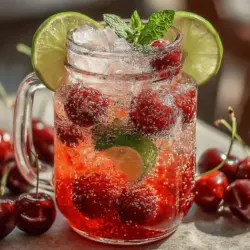 The Cherry Limeade Sparkler is more than just a drink; it’s a celebration of flavors that dance on your palate. Imagine sitting on a sun-kissed patio, the sound of laughter around you, and a glass of this vibrant beverage in hand. Its bright red hue and invigorating fizz make it visually appealing and enticing, perfect for summer parties or quiet afternoons by the pool.