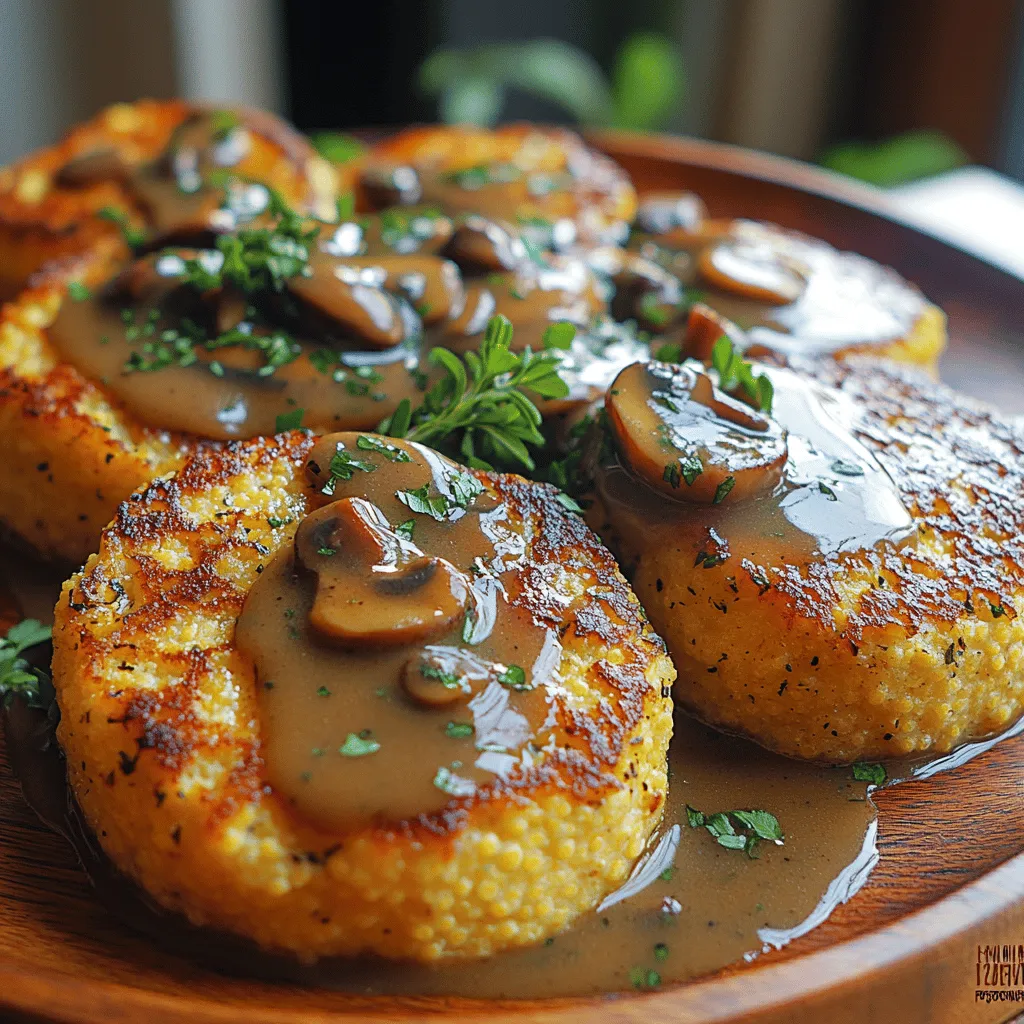 Golden Polenta Cakes with Mushroom Gravy is a dish that beautifully marries comfort food with a vegetarian-friendly profile, making it a favorite among diverse palates. This recipe showcases the sumptuous flavors of golden-brown polenta cakes topped with a rich, savory mushroom gravy. Whether you're seeking a hearty meal for a chilly evening or an impressive dish to serve at a gathering, this recipe is sure to delight both vegetarians and meat-lovers alike.
