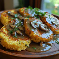 Golden Polenta Cakes with Mushroom Gravy is a dish that beautifully marries comfort food with a vegetarian-friendly profile, making it a favorite among diverse palates. This recipe showcases the sumptuous flavors of golden-brown polenta cakes topped with a rich, savory mushroom gravy. Whether you're seeking a hearty meal for a chilly evening or an impressive dish to serve at a gathering, this recipe is sure to delight both vegetarians and meat-lovers alike.