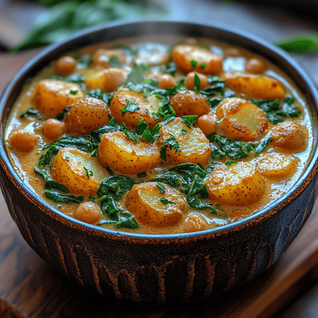 Hearty Creamy Chickpea Spinach Stew is more than just a comforting dish; it’s a nourishing embrace in a bowl. This stew combines the rich, earthy flavors of chickpeas and spinach with the creamy texture of coconut milk, creating a delightful meal that is as satisfying as it is healthy. Whether you’re looking for a quick weeknight dinner, a meal prep option, or a warming dish for a chilly day, this stew checks all the boxes. Its versatility makes it appealing not only to vegetarians and vegans but to anyone seeking a hearty, wholesome meal.