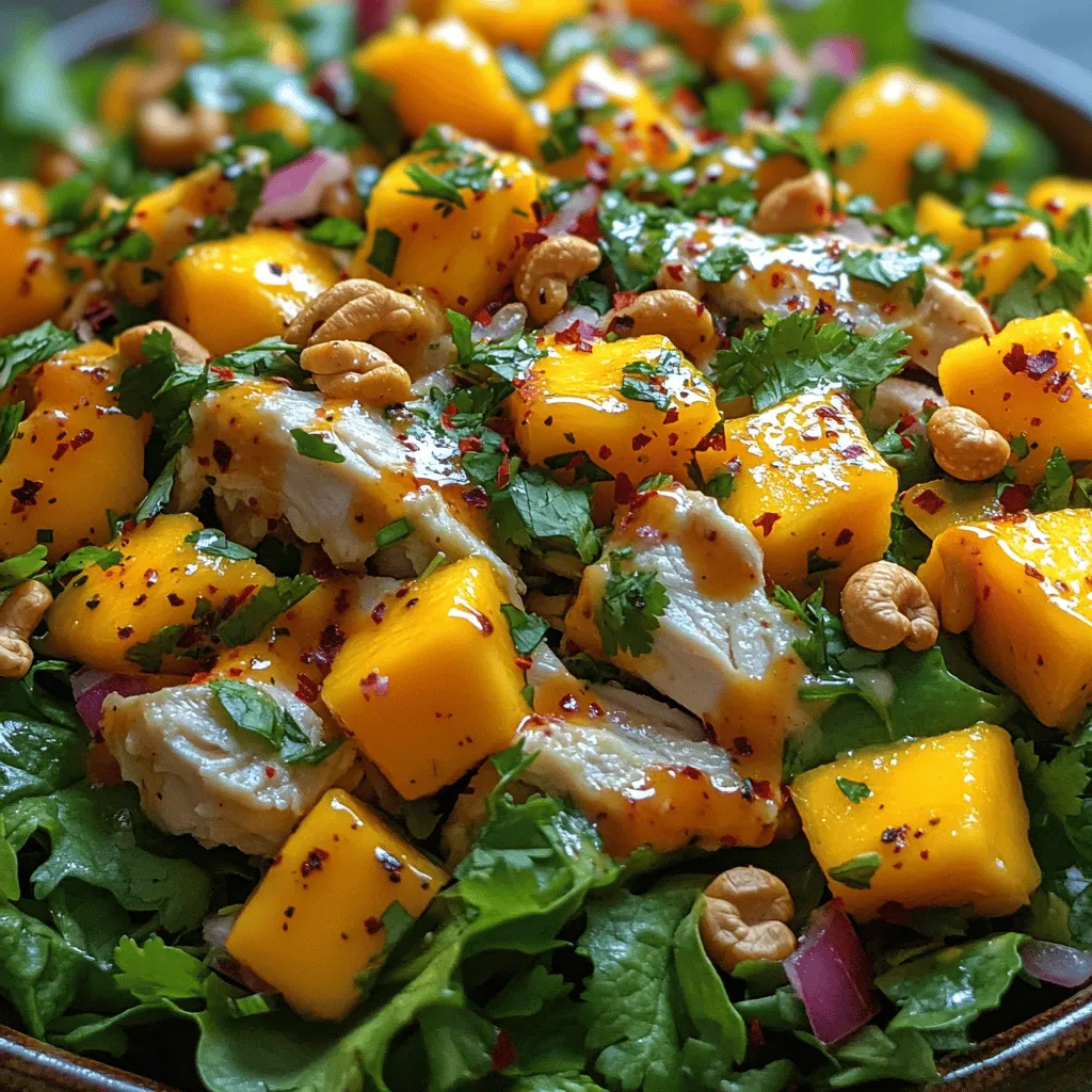 The Fresh Mango Coconut Chicken Salad is a vibrant dish that beautifully marries tropical flavors with a satisfying crunch. Originating from the sunny coasts of Southeast Asia, this salad has gained international popularity for its refreshing taste and nutritional benefits. It perfectly embodies the essence of summer, making it a go-to recipe for picnics, barbecues, or simply a light lunch at home. The combination of sweet, juicy mango, creamy coconut, and tender chicken creates a delightful contrast that not only excites the palate but also nourishes the body.