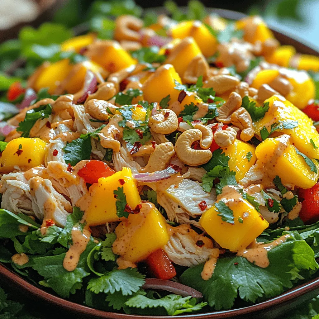 The Fresh Mango Coconut Chicken Salad is a vibrant dish that beautifully marries tropical flavors with a satisfying crunch. Originating from the sunny coasts of Southeast Asia, this salad has gained international popularity for its refreshing taste and nutritional benefits. It perfectly embodies the essence of summer, making it a go-to recipe for picnics, barbecues, or simply a light lunch at home. The combination of sweet, juicy mango, creamy coconut, and tender chicken creates a delightful contrast that not only excites the palate but also nourishes the body.