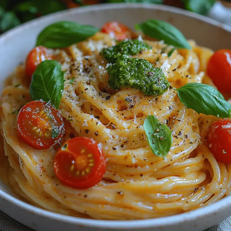 Creamy Basil Alfredo Spaghetti is a delectable Italian dish that has captured the hearts and palates of food lovers around the globe. Its allure lies in the rich, velvety texture of the Alfredo sauce, harmoniously blended with the aromatic freshness of basil. This dish not only serves as a comforting meal but also shines as an elegant option for dinner parties, showcasing the perfect balance between simplicity and sophistication in Italian cuisine.