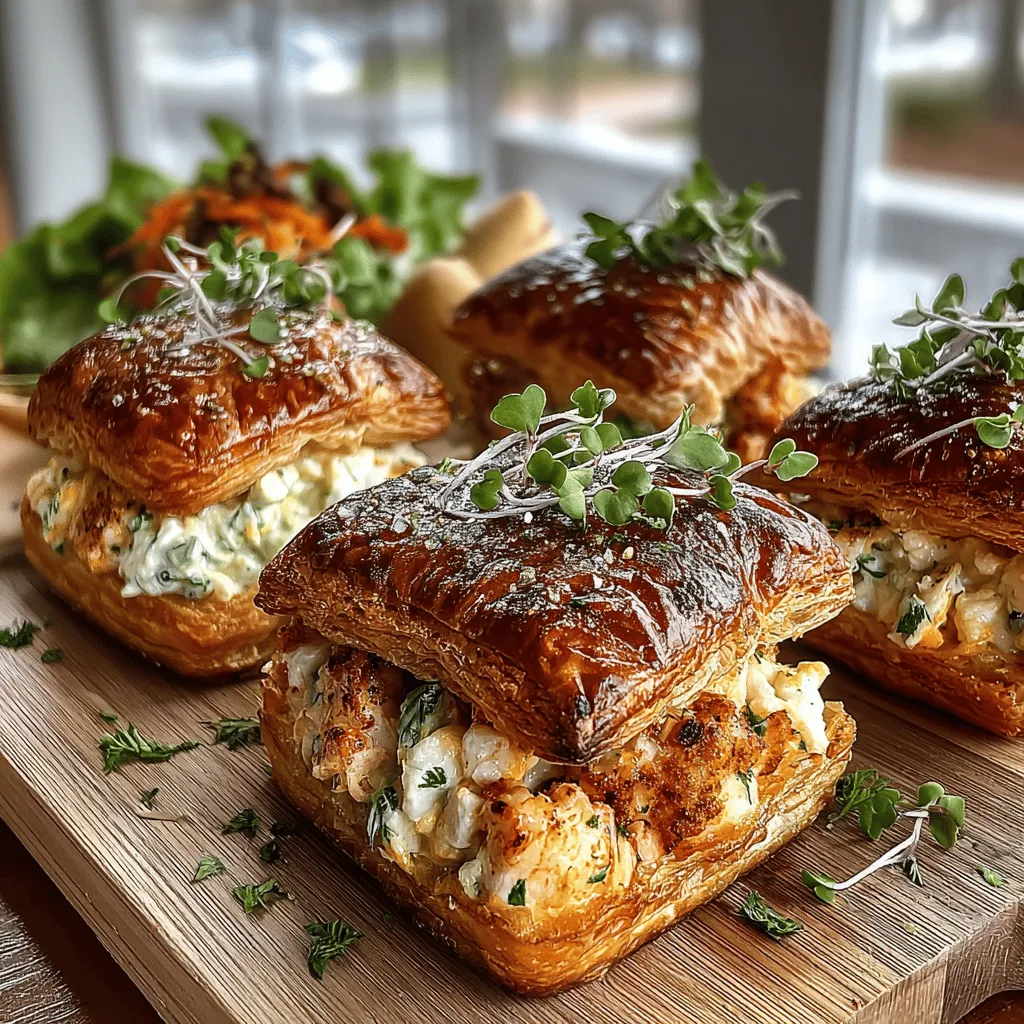 Mini Egg Salad Puff Sandwiches are a delightful appetizer that effortlessly blend taste and texture, making them a favorite for gatherings, picnics, or casual meals. These charming little sandwiches are not just visually appealing; they also deliver a satisfying combination of flavors that cater to both the young and the young at heart. The creamy egg salad filling, encased in a flaky puff pastry, creates a bite-sized treat that is sure to please any crowd.