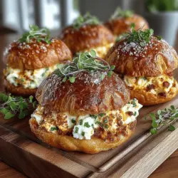 Mini Egg Salad Puff Sandwiches are a delightful appetizer that effortlessly blend taste and texture, making them a favorite for gatherings, picnics, or casual meals. These charming little sandwiches are not just visually appealing; they also deliver a satisfying combination of flavors that cater to both the young and the young at heart. The creamy egg salad filling, encased in a flaky puff pastry, creates a bite-sized treat that is sure to please any crowd.