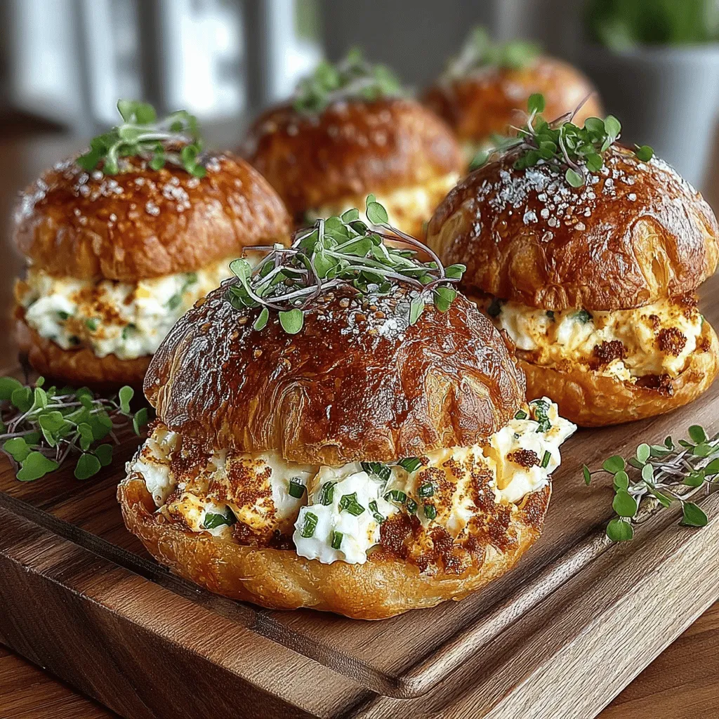 Mini Egg Salad Puff Sandwiches are a delightful appetizer that effortlessly blend taste and texture, making them a favorite for gatherings, picnics, or casual meals. These charming little sandwiches are not just visually appealing; they also deliver a satisfying combination of flavors that cater to both the young and the young at heart. The creamy egg salad filling, encased in a flaky puff pastry, creates a bite-sized treat that is sure to please any crowd.